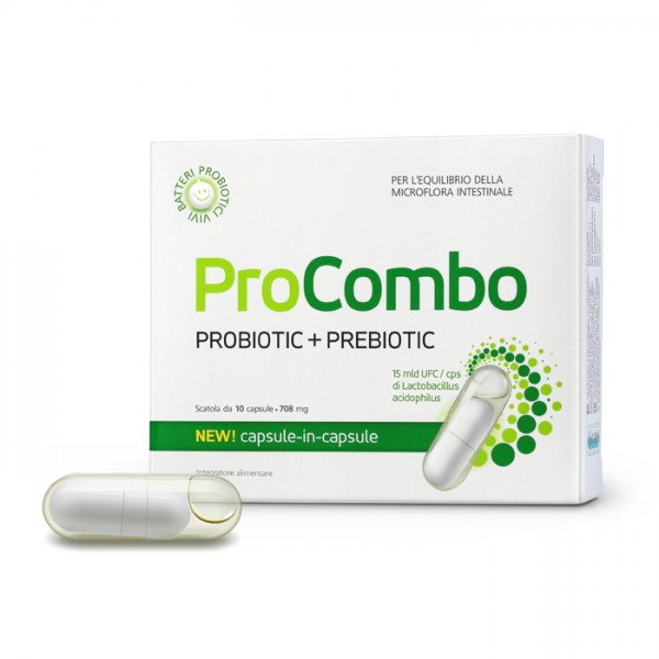 ProCombo Probiotic + Prebiotic Tecnologia DuoCap Integratore Alimentare 10 Capsule 554 mg-600×600